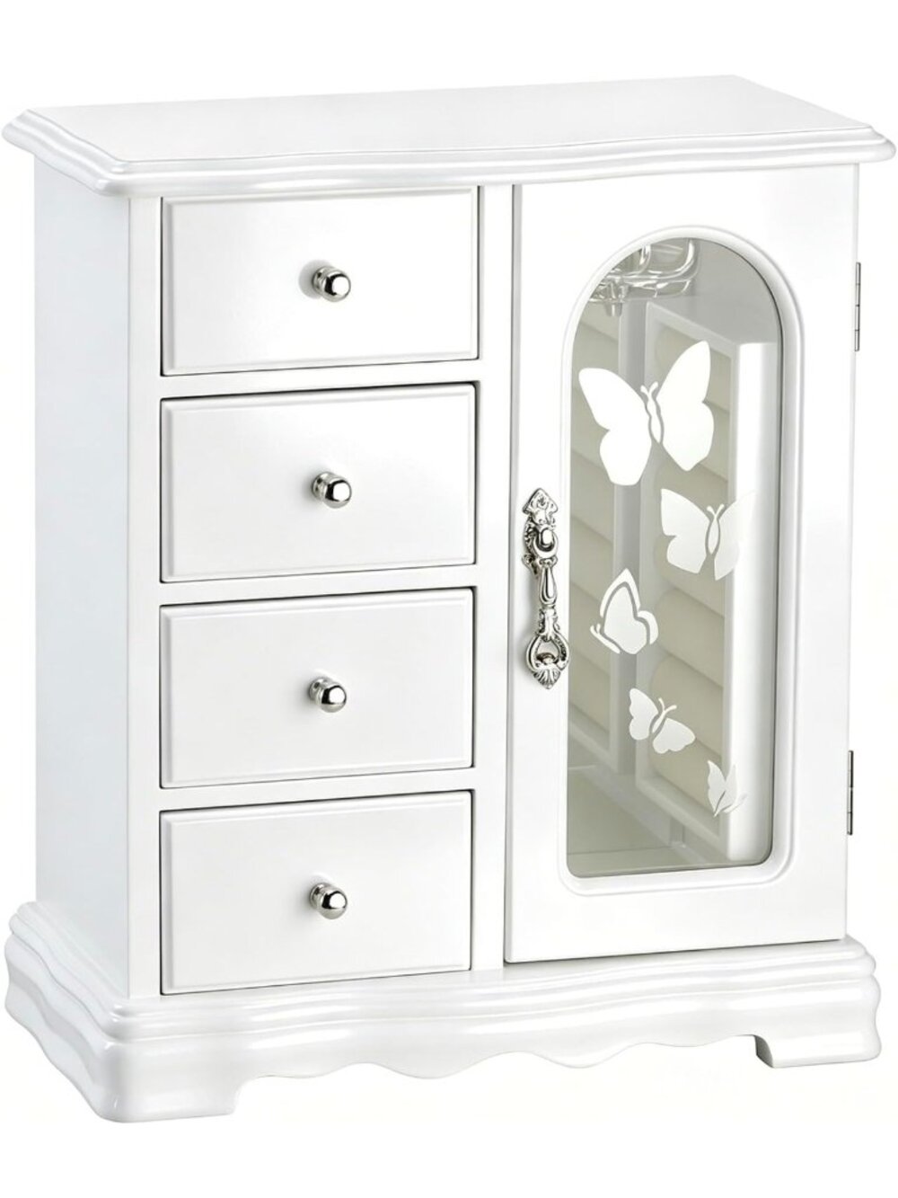 Elegant Solid Wood Jewelry Box in White - Stylish Storage for Accessories